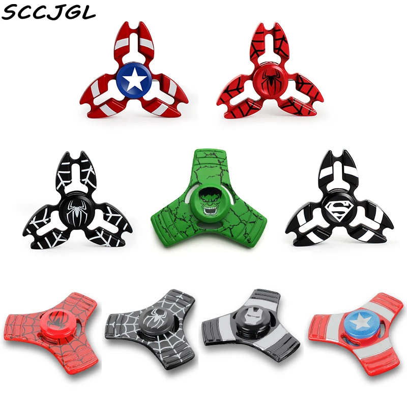 

New Super Hero Hand EDC Fidget Metal spinner Captain America Ironman Spiner Spiderman For Autismand Anxiety Adults Puzzle Toys