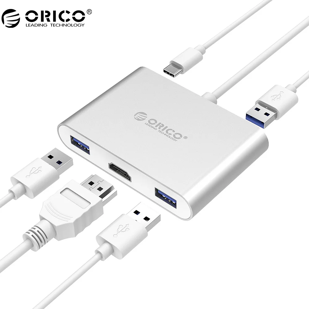 

ORICO Aluminum HUB with Type-C to HDMI Converter USB3.1 Gen1, Support 5Gbps with 3 USB3.0 Ports (RCH3A)