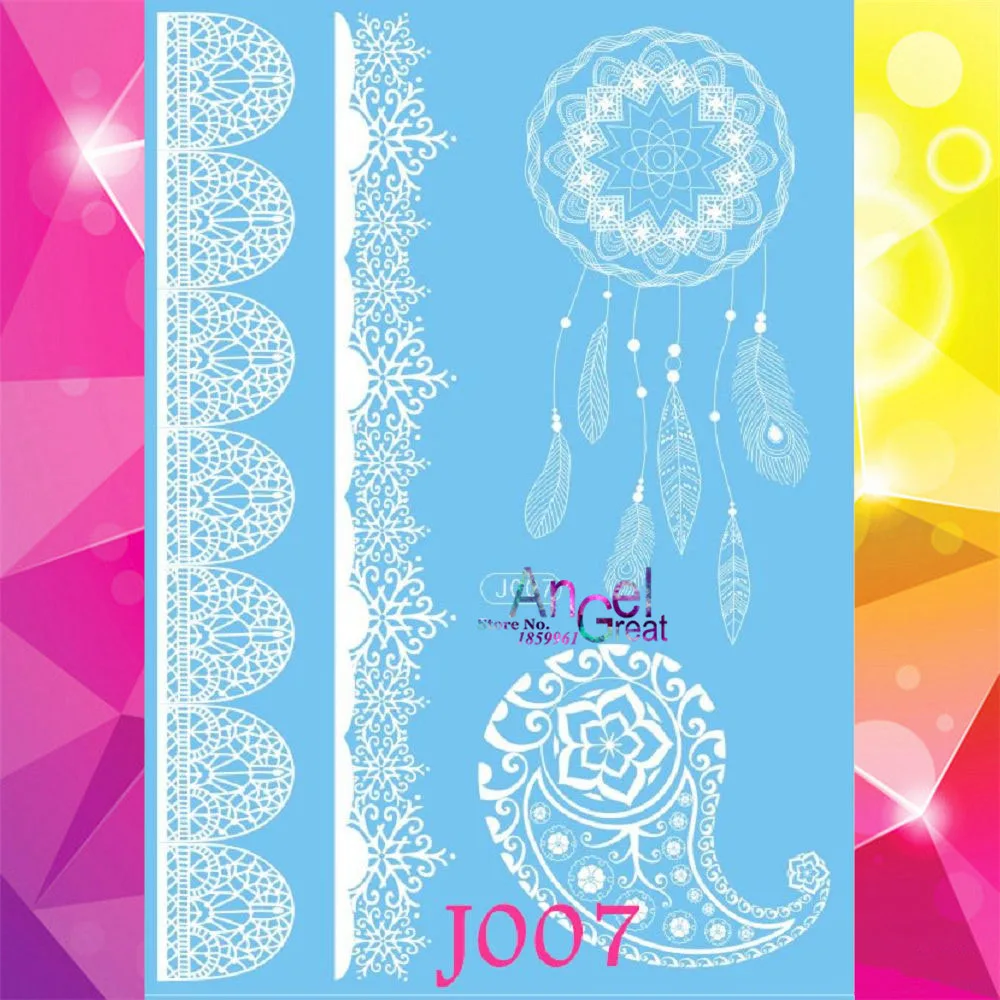 1PC Dreamcatcher Design Fake White Henna Waterproof Temporary Tattoo Stickers AJ007 Women Girls Removable Flash Shoulder | Красота и