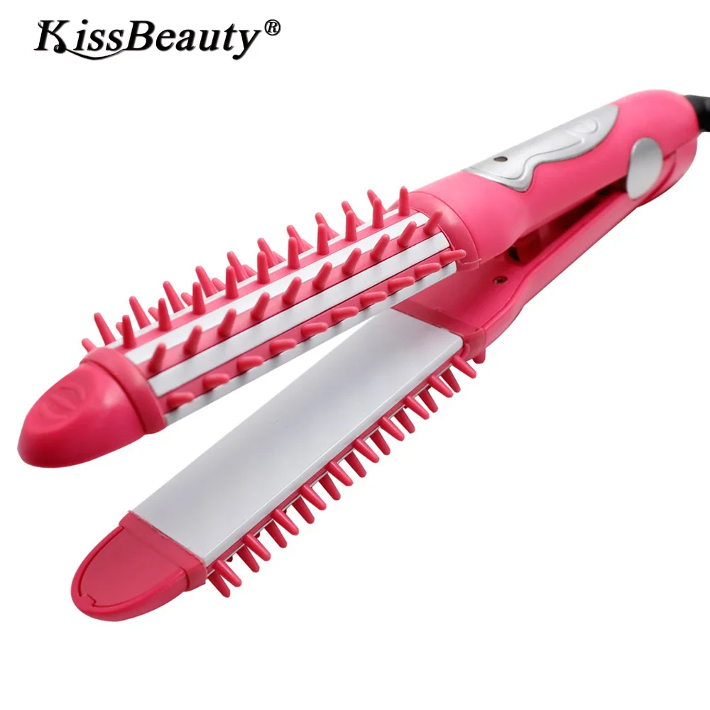 

Kissbeauty Mini Creamic Coating Plate 3 In 1 Hair Curler & Hair Straightener - Hair Brush -Anti-hot Comb Teeth (Pink)