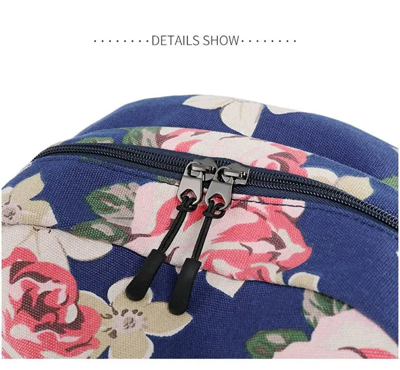 3 Pcs School Backpacks for Teen Girls School Bags Lightweight Kids Bags Children Travel Floral Canvas Backpack Bookbags Set - Image 6