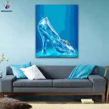 DIY цвета картины по номерам с цветами красивые хрустальные туфли Картина Рисунок Живопись по номерам Обрамленный дом