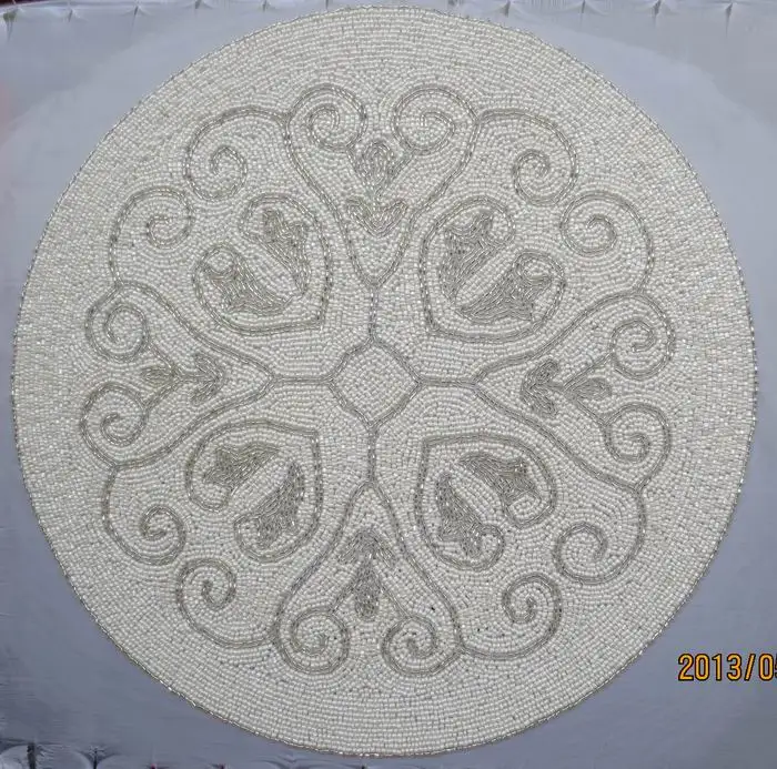 Handmade Beaded Table Mats Placemat Round White Paper Doilies