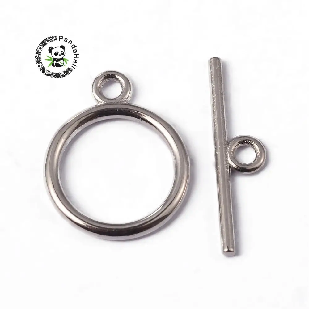 

Tibetan Style Toggle Clasps, Flat Round, Cadmium Free & Nickel Free & Lead Free, Platinum, Toggle: 15x2mm, Hole: 2mm; Tbar: