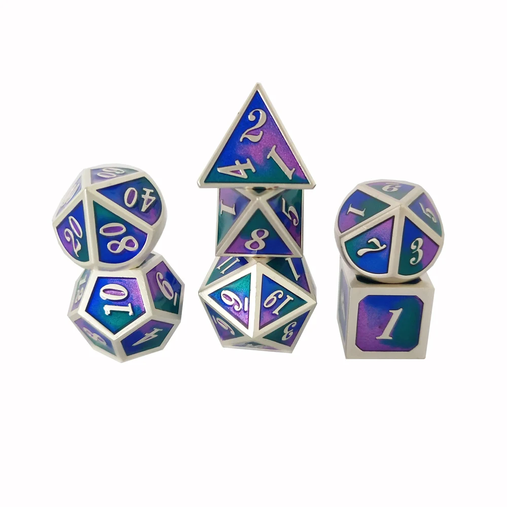 Factory direct metal Dice  7pieces / set of creative role-playing games dice D&D zinc alloy  multi-faced  Dice