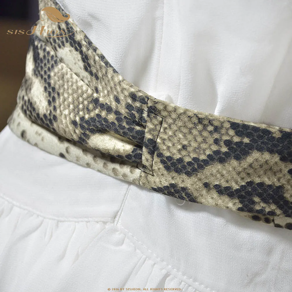 SISHION широкий пояс со змеиным принтом Леопардовый пояс QY0241 для женщин для похудения на шнуровке пояс украшение для женщин платье