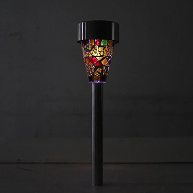 LED Solar Lamp Outdoor Mosaic LED Solar Lawn Light For Garden Decoration Outdoor Waterproof IP65 Bollard Solar Stick Lights  (3)
