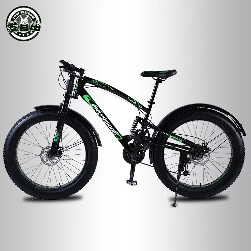 Excellent Love Freedom  Mountain Bike 7/21/24/27 Speed 26*4.0 Fat Bike Front And Rear Shock brake Snow bike Russian shipping 0