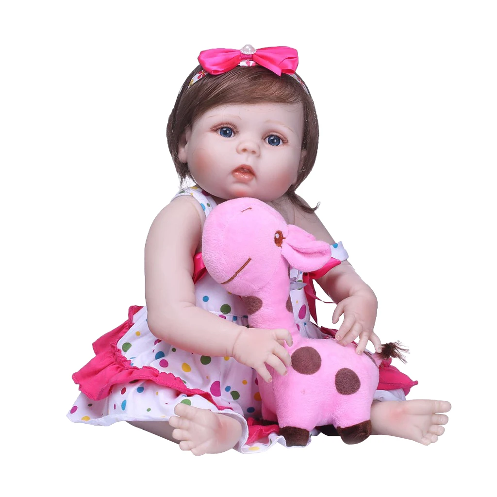 Realistic 22inch Reborn Baby Girl Doll Clothes Set Full Silicone Vinyl Newborn Baby Doll Kids Wear Model Doll