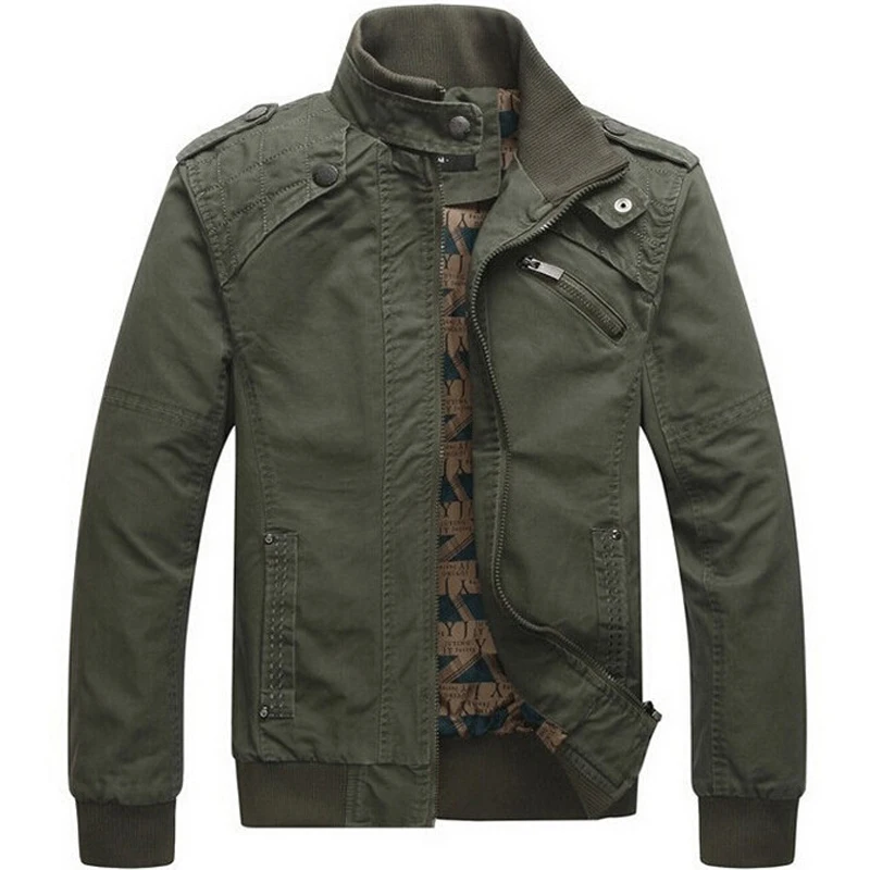 

Jacket Men Casual Cotton Jackets New Fashion Washed Coats Army Military Mens Stand Collar Outerwear Jaqueta Masculina Coat