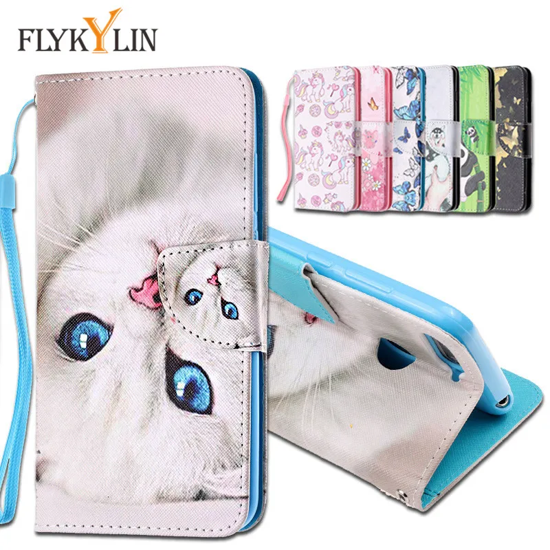 Flykylin Cat Чехол для Honor 7A Mi Max Pro Чехлы huawei Y6 Prime 2018 откидной бумажника кожаный чехол