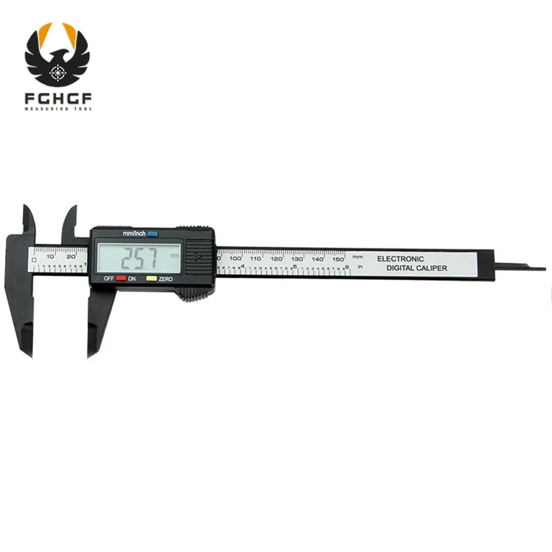 FGHGF 150 мм " черный штангенциркуль цифровой электронный Pachometer углеродное волокно Верньер манометр микрометр измерительный инструмент