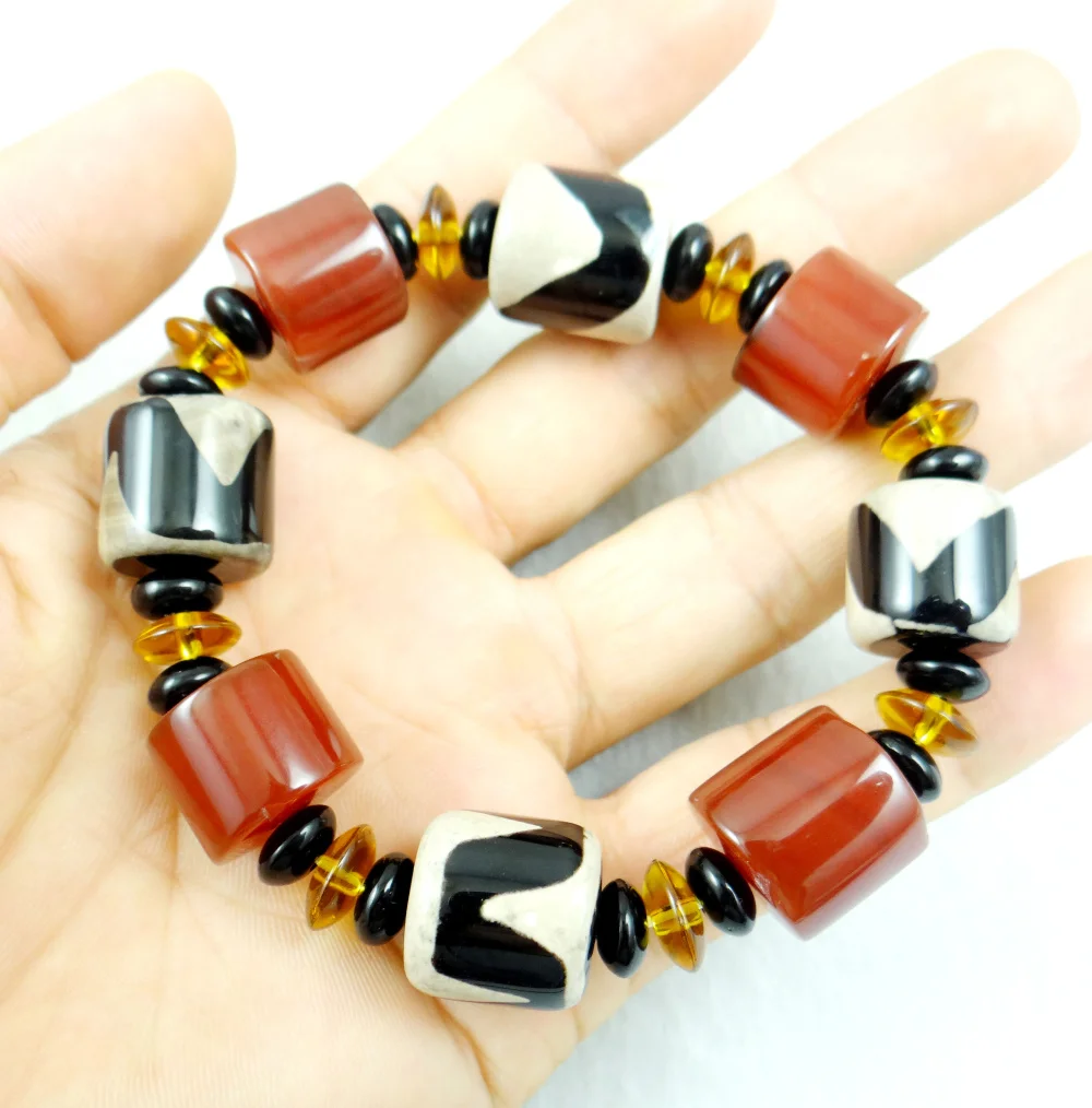 

Wholesale Multicolor Natural agates Tianzhu Beads Bracelets Tibetan Style Hand string Women Men gift Crystal Jewelry P33