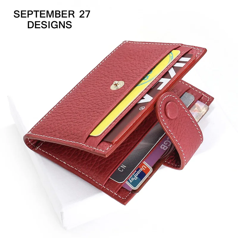 

New Fashion Credit Card Holder Genuine Leather Small Wallets Women Casual Mini Purses Female ID Case Cowskin Ladies Money Bag