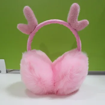 

Novelty Cute Antlers Fur Winter Earmuffs for Girls Warm Earmuffs Ear Warmer Gifts for Kids Cover Ears Super Soft Plush Ear Muff