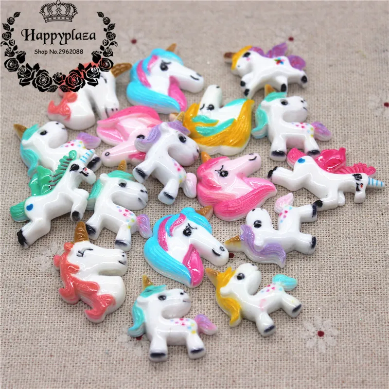 20pcs Mix Patterns Colors Resin Cartoon Horse Miniature Art Supply Decoration Charm Craft about 22*28mm | Дом и сад