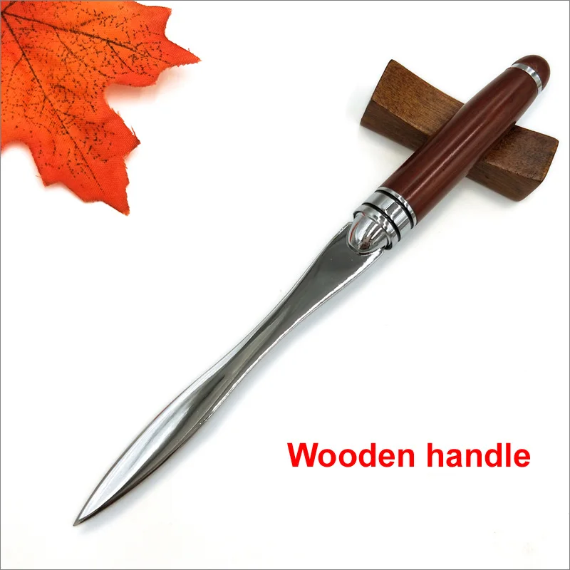 Wood Handle Letter Opener Stainless Steel Letter Opening Cut Paper Split File Envelopes for School Student Stationery