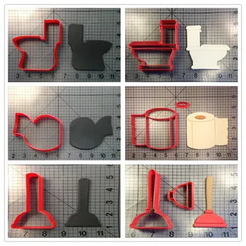 

Toilet Paper Plunger Cookie Cutter Set Custom Made 3D Printed Fondant Cupcake Top Cutter Cake Decoration Tools Biscuit Molds
