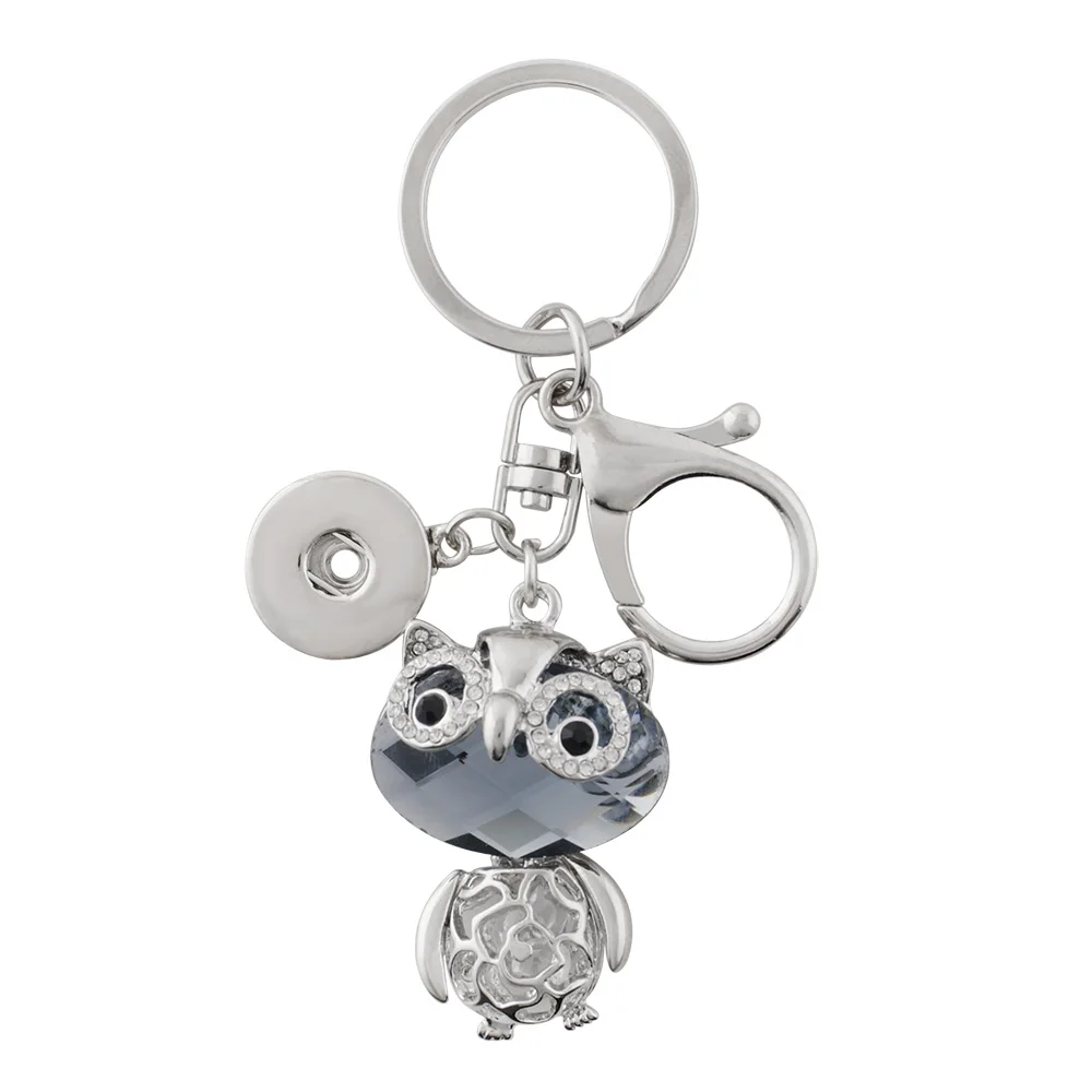 

High Grade Snap Jewelry for women Cute Key Chain Keychains Rhinestones owl chicken Key Ring Holder Jewelry Bag Pendant Gift
