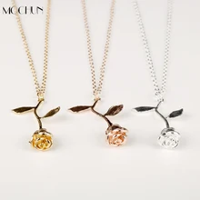 MQCHUN ожерелье с объемной розой, индивидуальное, на заказ, Очаровательное ожерелье, последняя Роза, цветок красавицы и чудовища, ювелирные изделия для женщин, девушек, вечерние, подарок