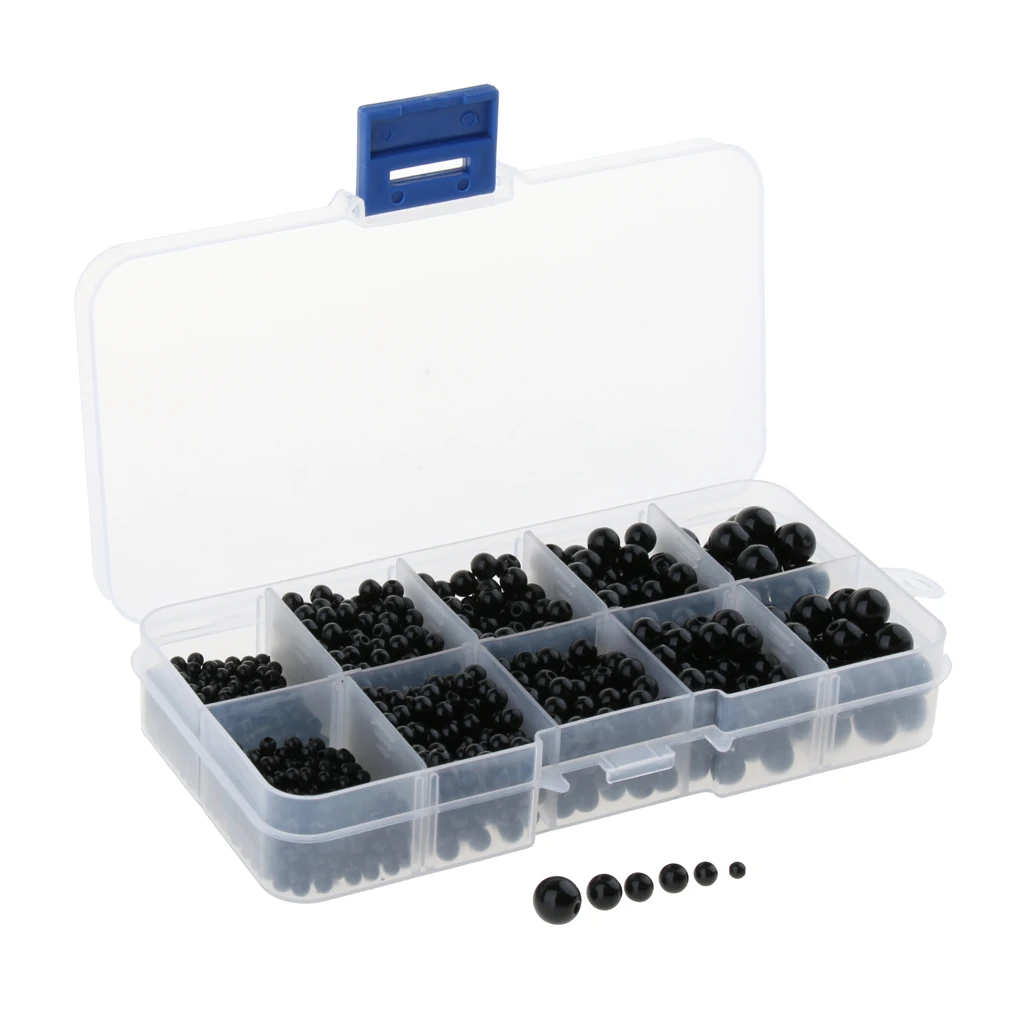 1380Pcs Black Plastic Safety Dolls Eyes with a Storage Box, For Teddy Bear Animal Doll Soft Toy DIY Making, 3/4/5/6/8mm