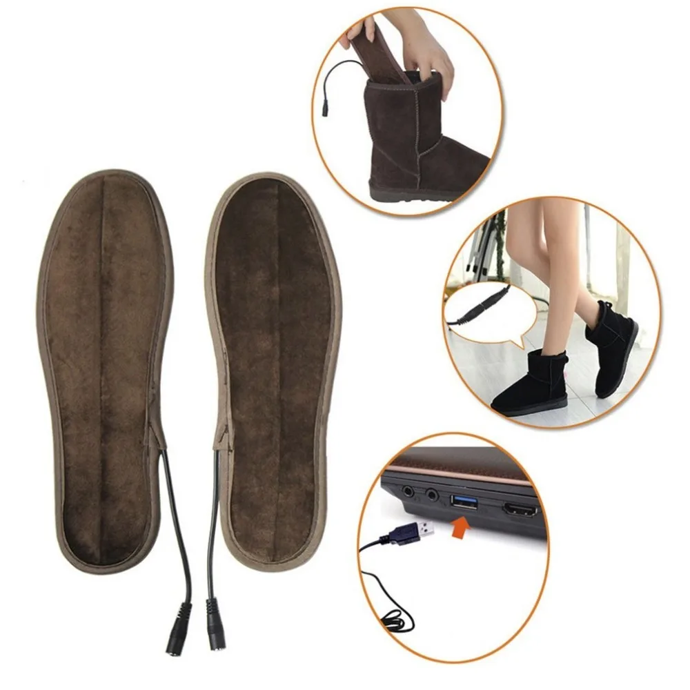 

Brand New Winter Heated Shoe Insoles Inserts USB Charging Electric Insoles for Shoes Boot Women&Men Keep Warm with Fur Foot Pads