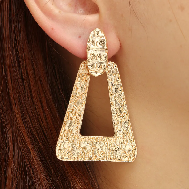 

Fashion Gold Color Metal Oversize Triangle Earrings Women BohoJewelry Drop Dangle Earring Statement Bijoux Female Party Gift