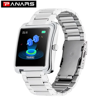 

PANARS New Arrival Fashion Casual Men's Women's Smart Watches Rectangle IP67 Waterproof Steel Band Alarm Message Reminder Watch