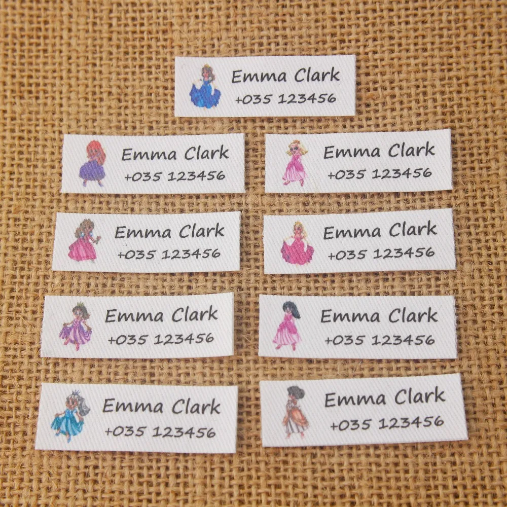 

98 custom labels, custom clothing labels, name labels, ironing labels, Girl, princess (TB298)