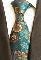 8 см Для мужчин дизайнер Галстуки Роскошные вечерние галстук сиренево-синего цвета с золотой галстук Пейсли для свадьбы