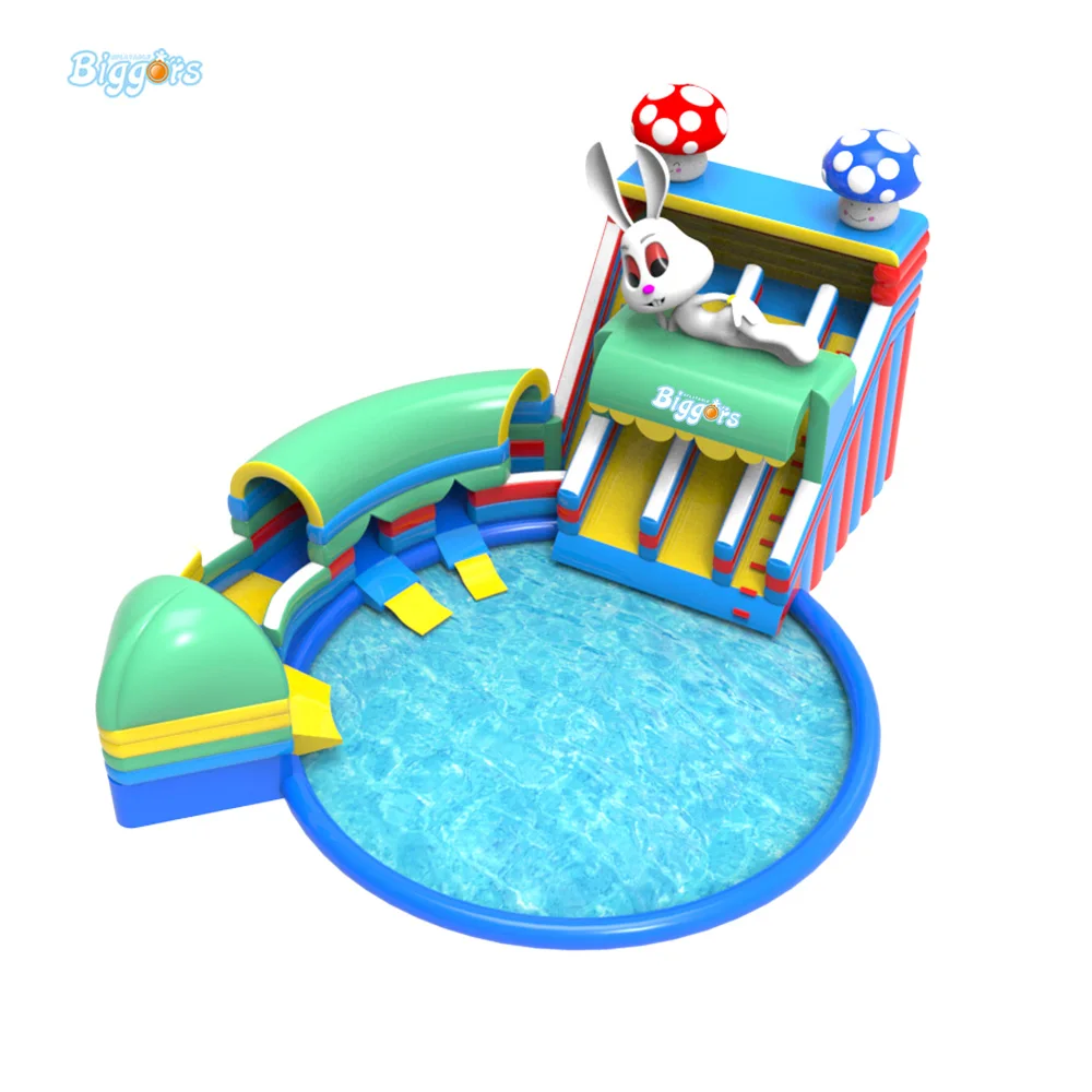 Free blower inflatable floating slide water park use climbing slide for sale