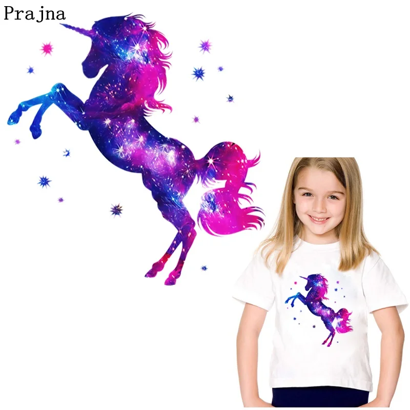 

Prajna Beautiful Unicorn Heat Vinyl Transfer Iron On Transfer Thermal Stickers Patches On Clothes Applique DIY For Kids T-shirt