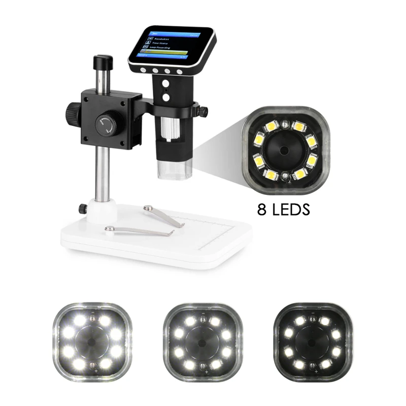 

500X Digital Microscope 2.5 Inch LCD USB Wireless Microscope with 8LED Light and Stand for Industrial and Jewelry Inspection