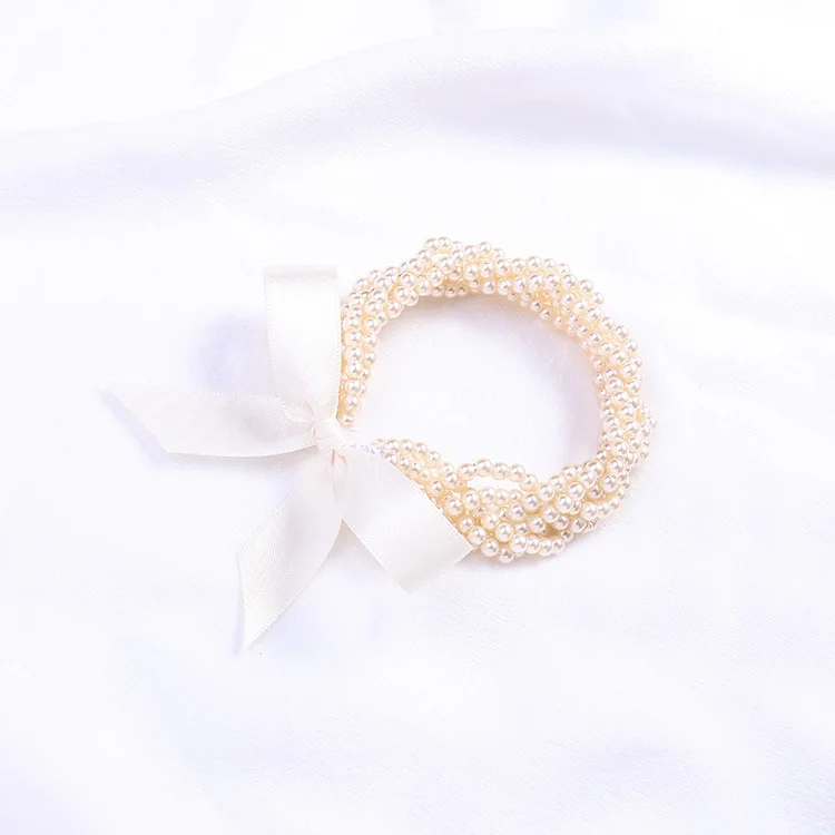 1 шт. веревка для волос для девочек простое белое кольцо для волос ручной работы с жемчугом резиновая повязка на голову веревка стример бант