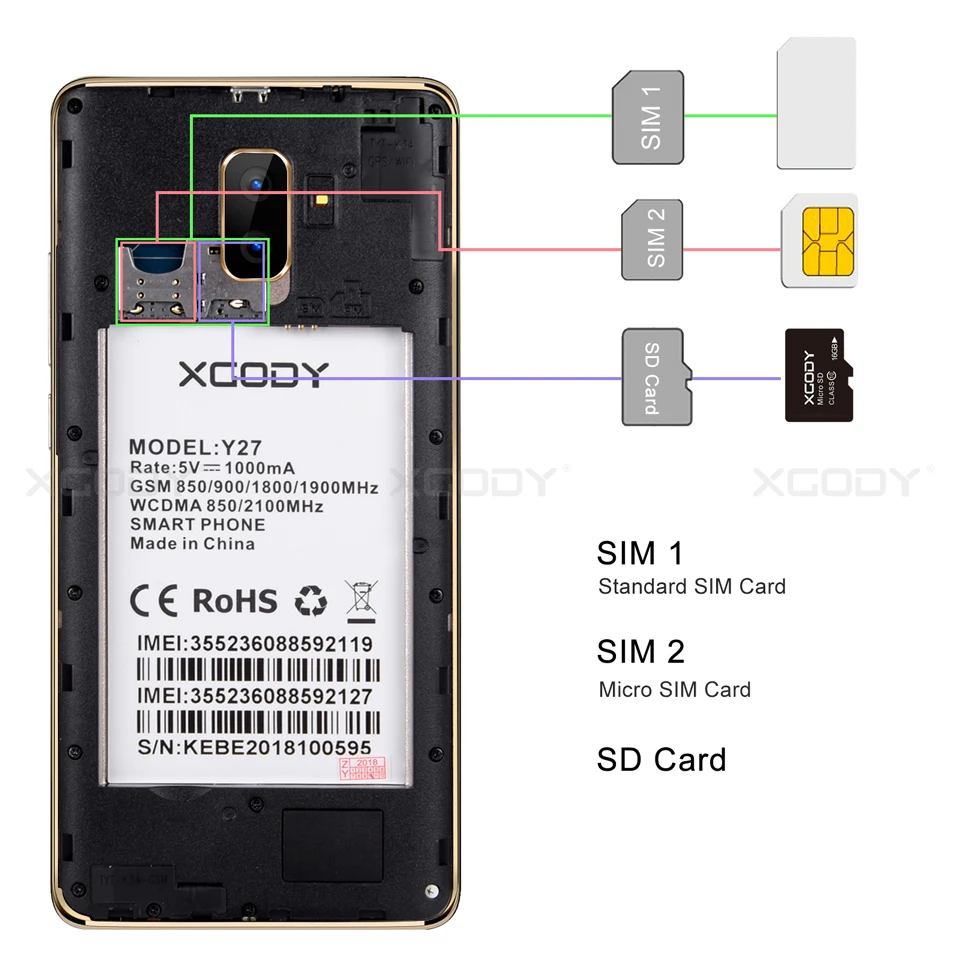 Флэш продажи XGODY Y27 6 0 дюйма 18:9 Экран Android 8 1 MTK6580 4 ядра GB + 5MP двойной назад Камера gps