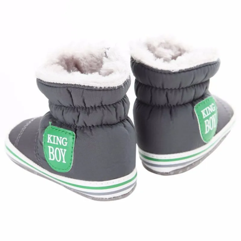 Новые детские зимние ботинки для мальчика, теплые плюшевые зимние ботинки темно-синего цвета для младенцев, обувь для малышей, мягкая обувь для начинающих ходить