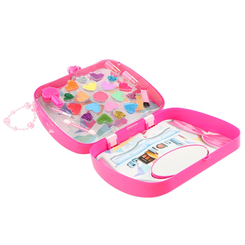 Kids Makeup Jewelry Box For Girl – Safe Washable Princess Cosmetics Set Eyeshadows, Lipstick, Nail Polish Beauty Set