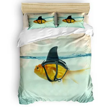 

Brilliant DISGUISE Goldfish with a Shark Fin Duvet Cover 3D Cover King Size Queen Size Quilt Cover Set Bedclothes Bedding Sets