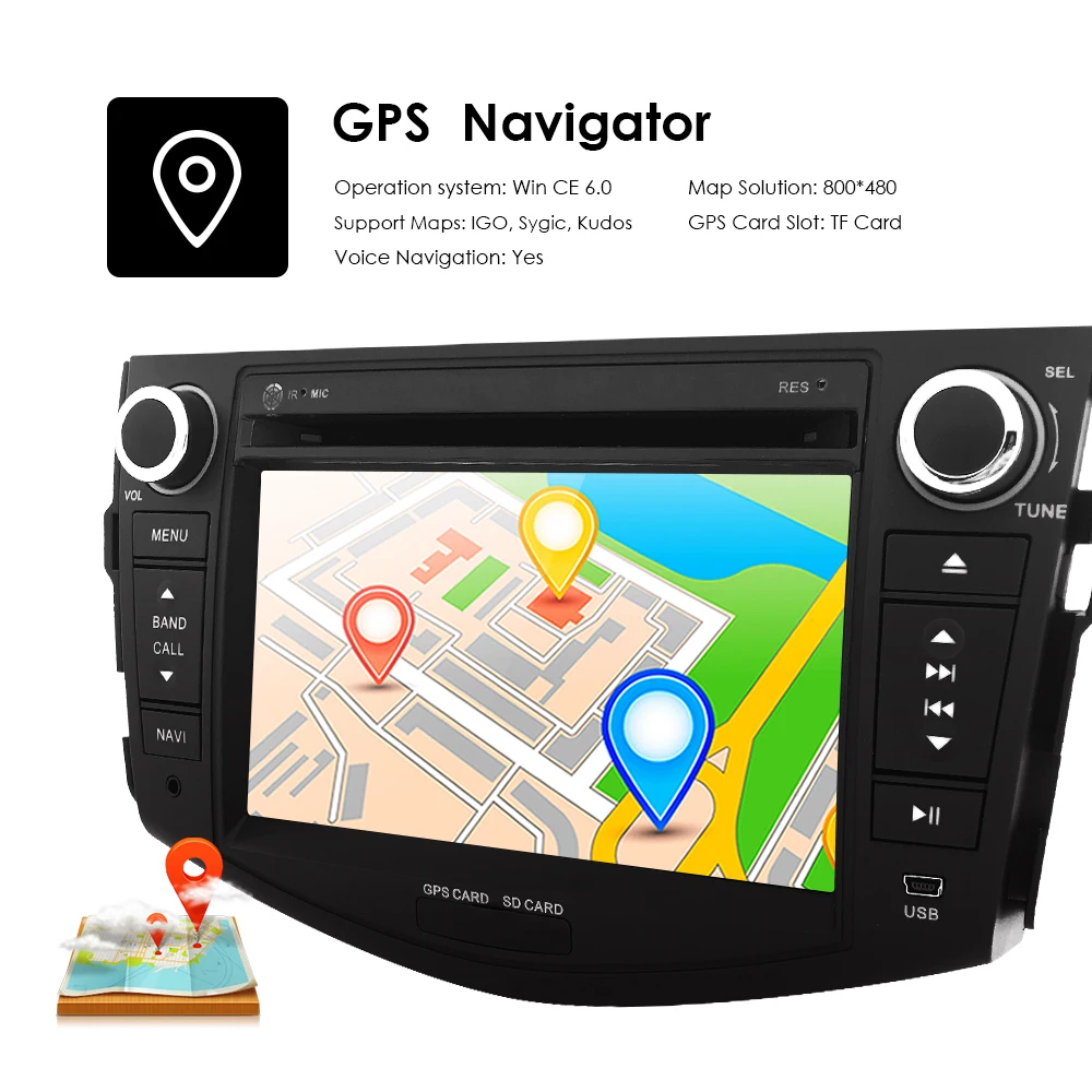 Top 7" 2Din Car CD DVD Player Stereo for Toyota RAV4 Rav 4 2006 2007 2008 2009 2010 2011 2012 GPS Navigation Radio SWC DAB BT+Camera 6