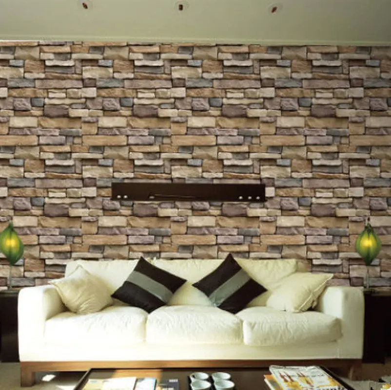 

3D Wall Stickers Paper Brick Stone Rustic Effect Self-adhesive Home Decor 45 * 100cm Decorativos Stickers Room