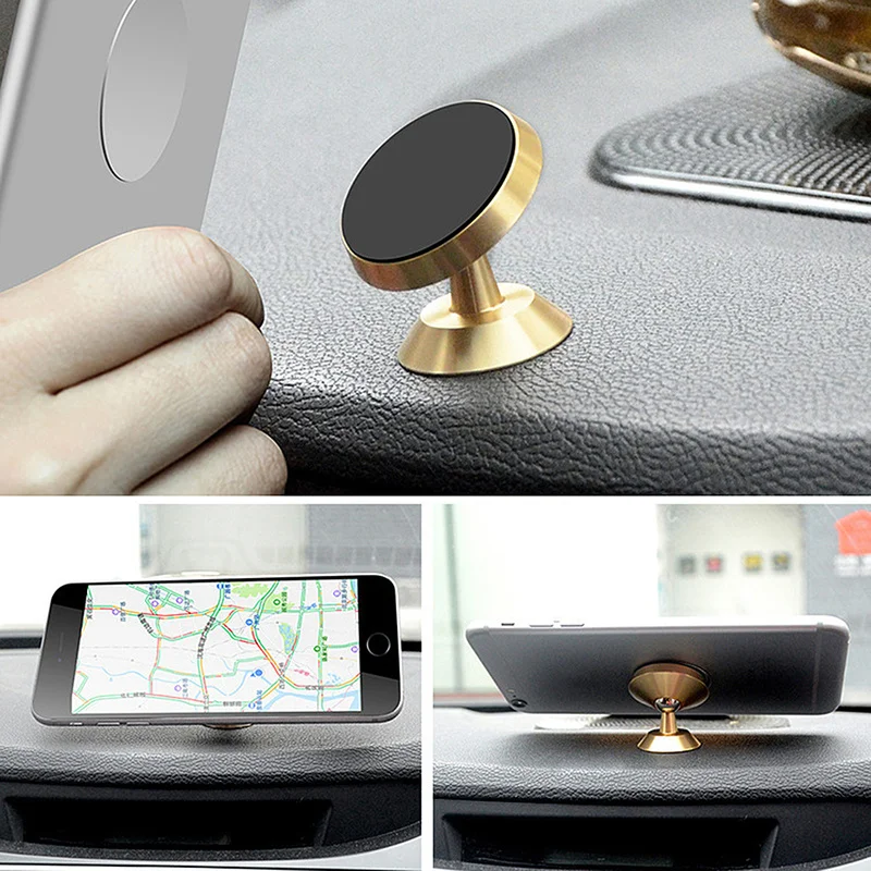 

360 Degree Rotation Instrument Panel Fixed Phone Holder Magnetic Air Outlet Car Phone Support Bracket Auto Interior Accessories