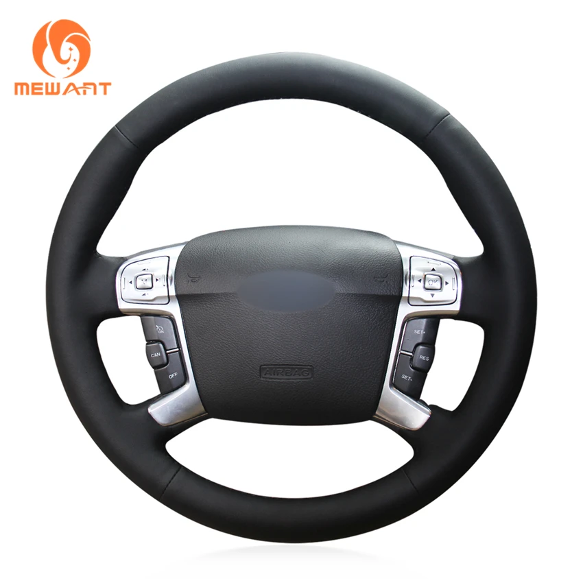 Buy MEWANT Black Genuine Leather Car Steering Wheel