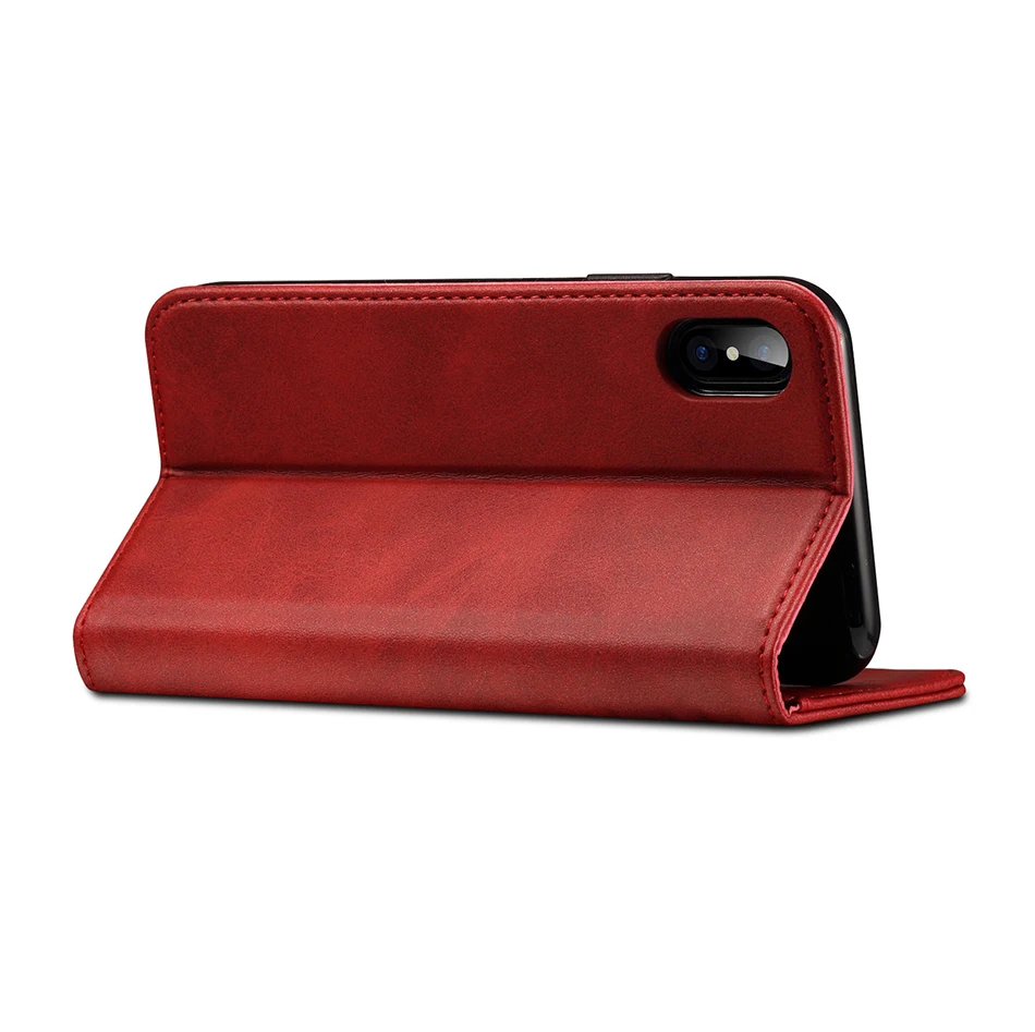 !ACCEZZ Luxury Leather Phone Case Card Pocket Full Protective Cover For iphone X XS MAX XR Wallet Flip Cases Shell Stand Holder (7)