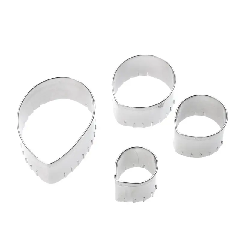 

4 Pcs/Set Stainless Steel Rose Flower Petal Mold Sawtooth Lines Biscuit Cookie Cutter Fondant Mould Cake Decorating Tool Gadget