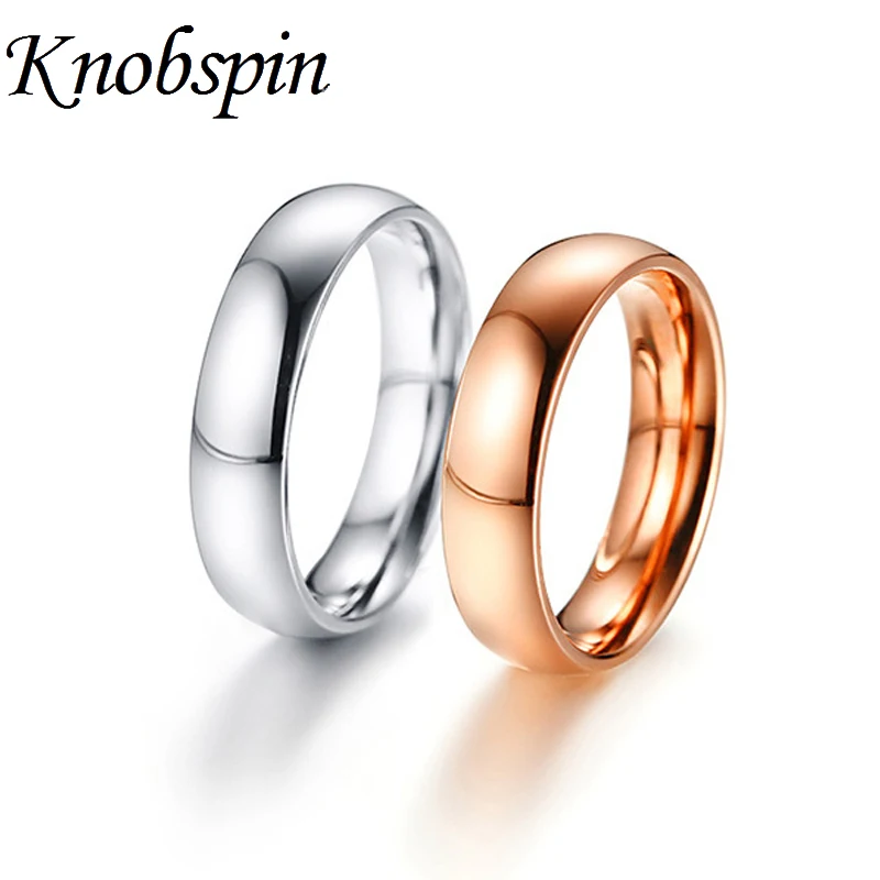 Simple 5MM Titanium Steel Ring for Women Men Rose Gold/Silver Color Wedding Band Lover Rings Fashion Couple Jewelry anillos
