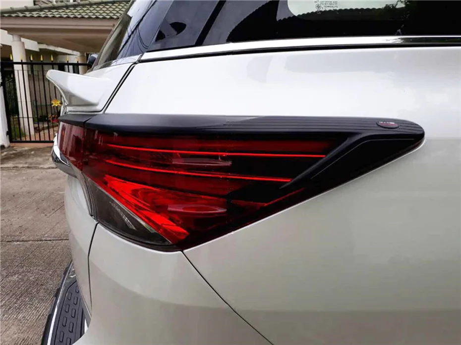 Tail Light Cover For Toyota Fortuner 2016 2017 Car ABS Black Matte Decoration Exterior Rear Lamp Hoods Accessory Moulding 43