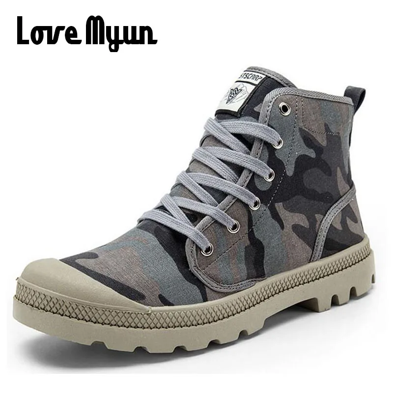 

2018 big size Men High top retro sneakers Ankle motorcycle Boots camouflage Canvas Casual army Shoes CC-08