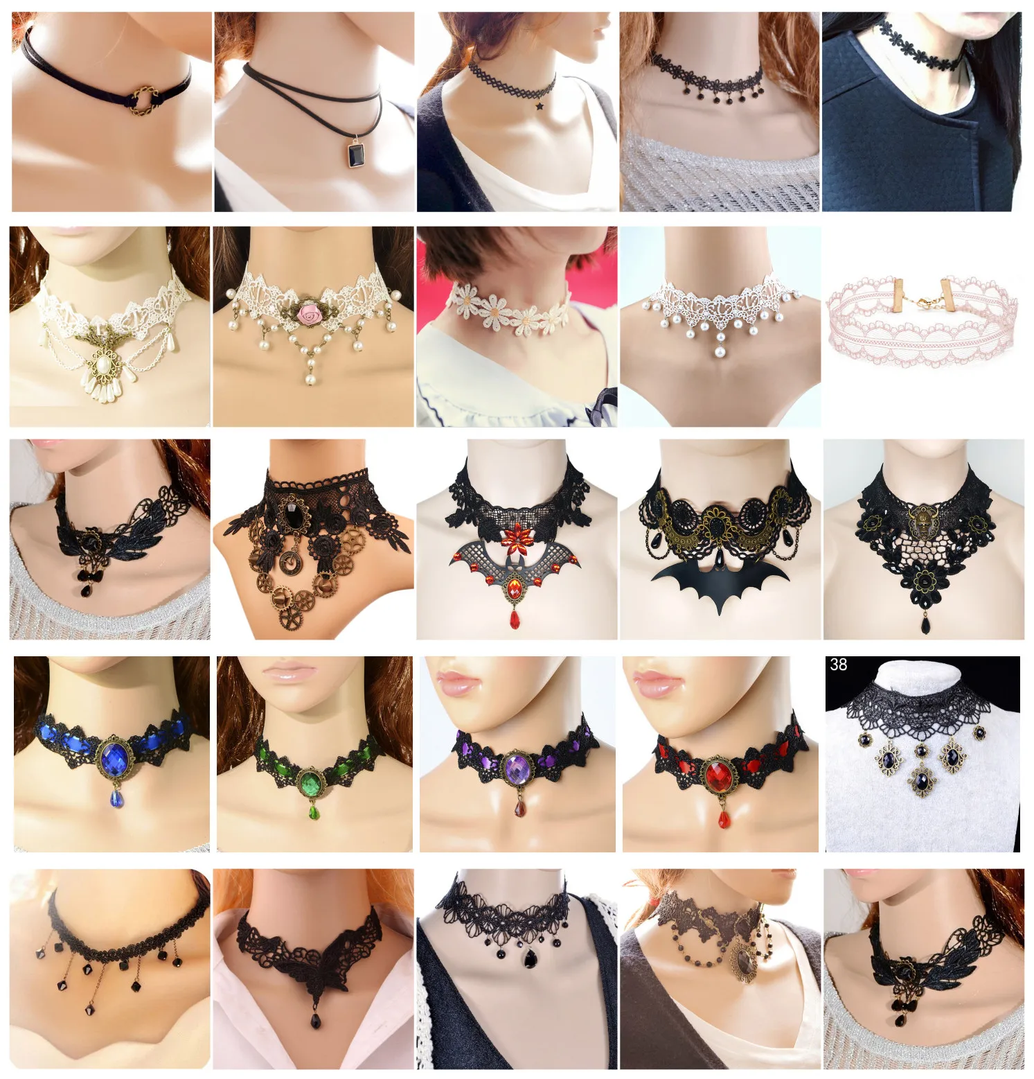 BLACK Tattoo Choker Elastic Stretch Punk Goth Henna Necklace NEW SHIPS FROM USA!
