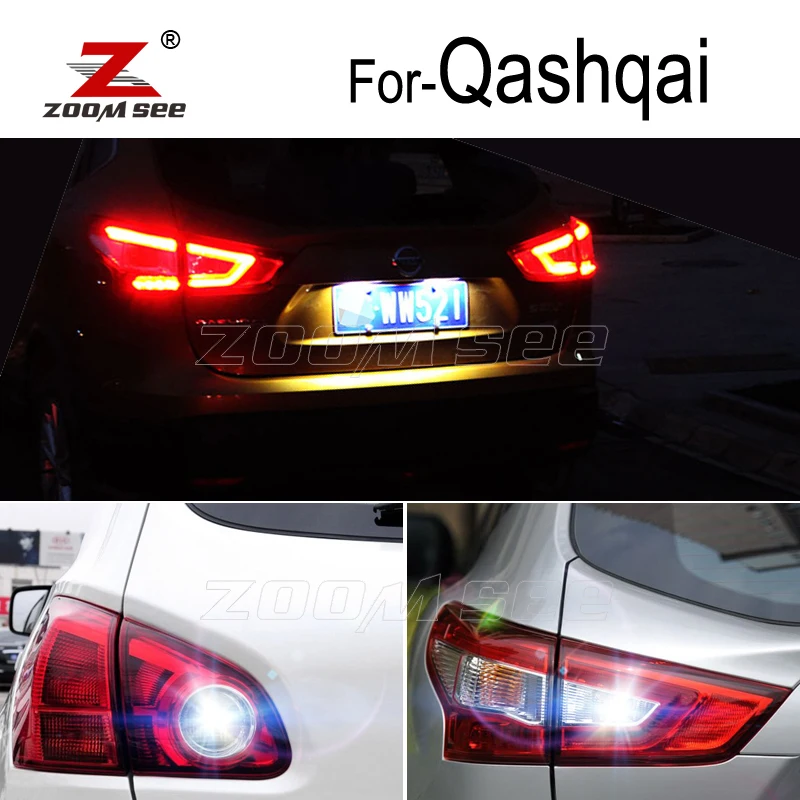 

4pcs White LED Reverse backup bulb + License plate lamp for Nissan Qashqai J10 J11 LED Exterior light kit (2007-2019)