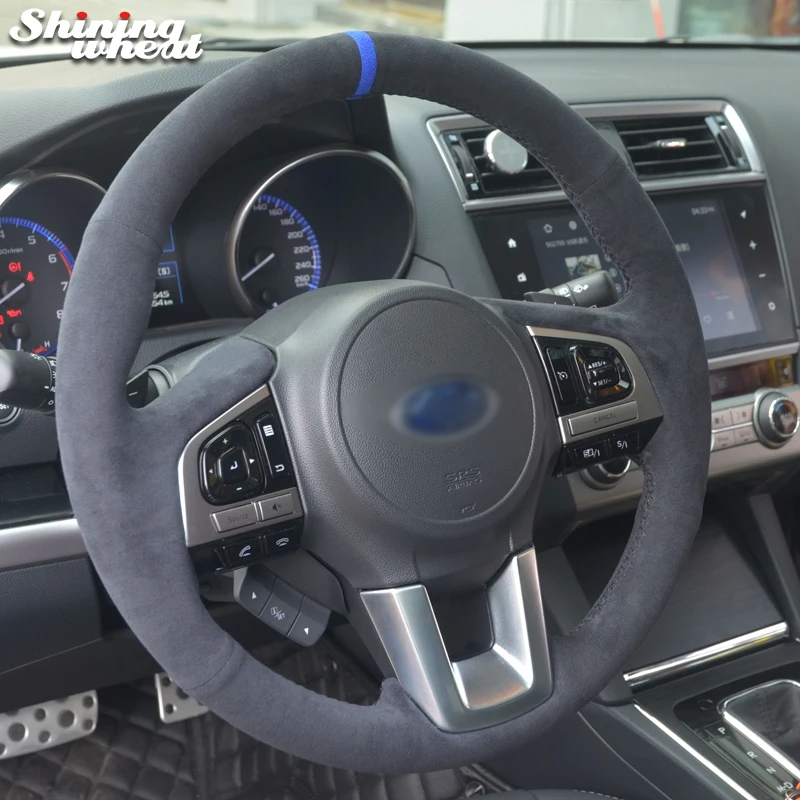 

Shining wheat Black Alcantara Car Steering Wheel Cover for Subaru Legacy 2016 Outback 2015 2016 XV 2016 Forester 2016